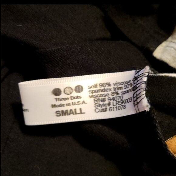 Three dots size small long sleeve dress colors black, gray, white, and tan strip - Picture 5 of 5